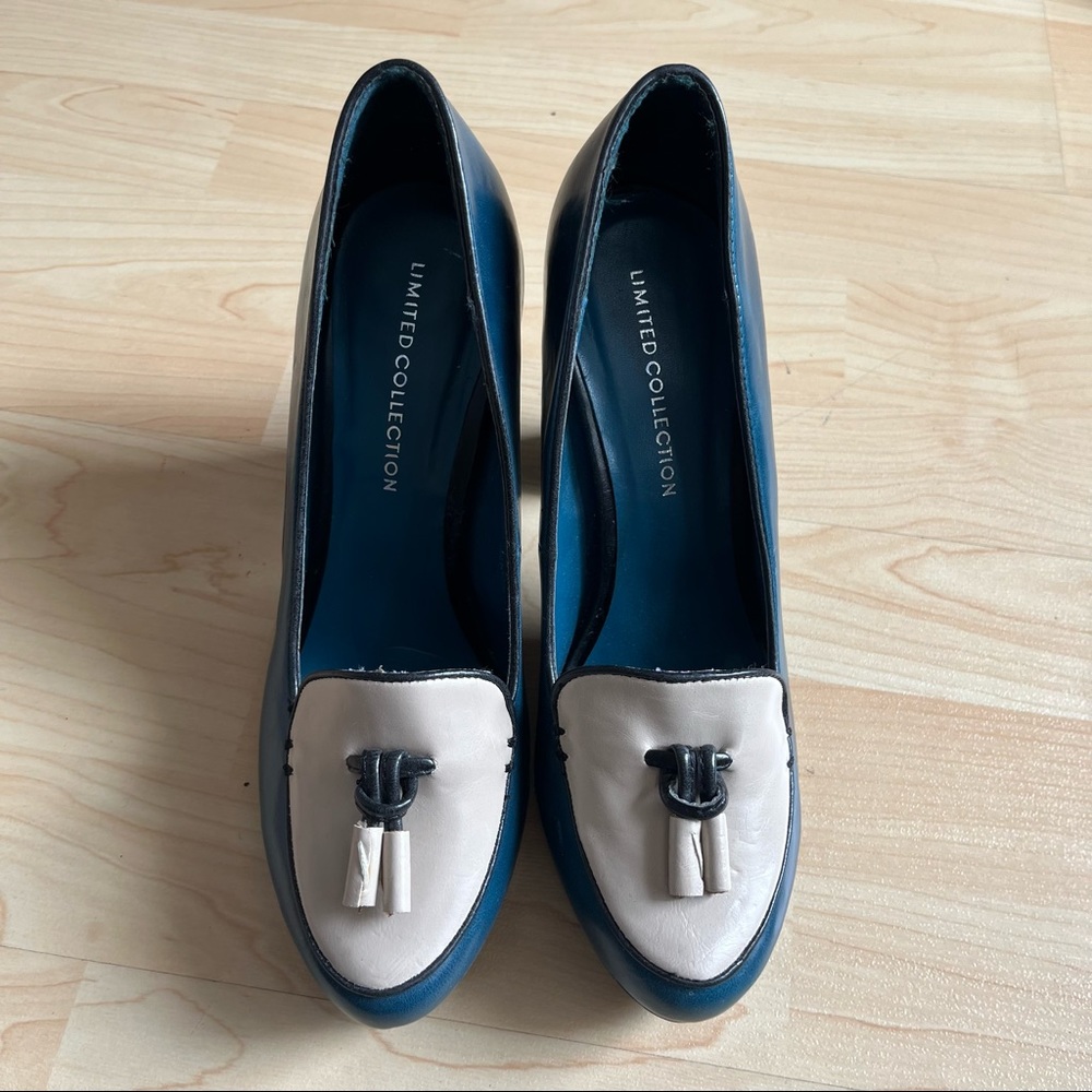 Limited Collection Chunky High Heels Round Toes Tassel Ties Contrast Colours 10A